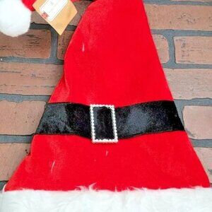 26" Novelty Christmas Santa Hat Red with White Cuff Trim White Pom Pom